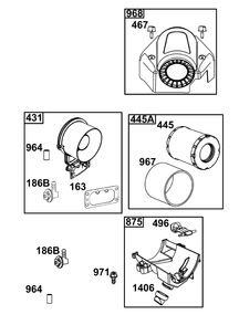 Air Cleaner Group Diagram and Parts List for 44T977-0055-B5 400000 - 699999 Briggs and Stratton Engine